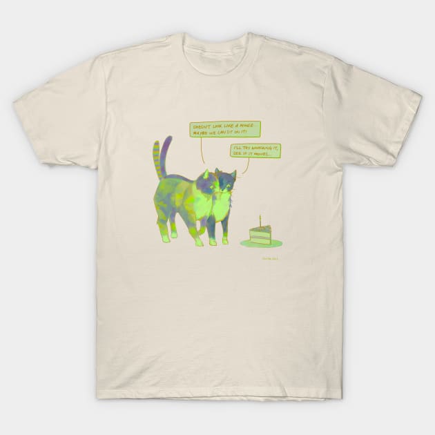 Just Two Cats Thinkin' About Cake T-Shirt by chen_dll